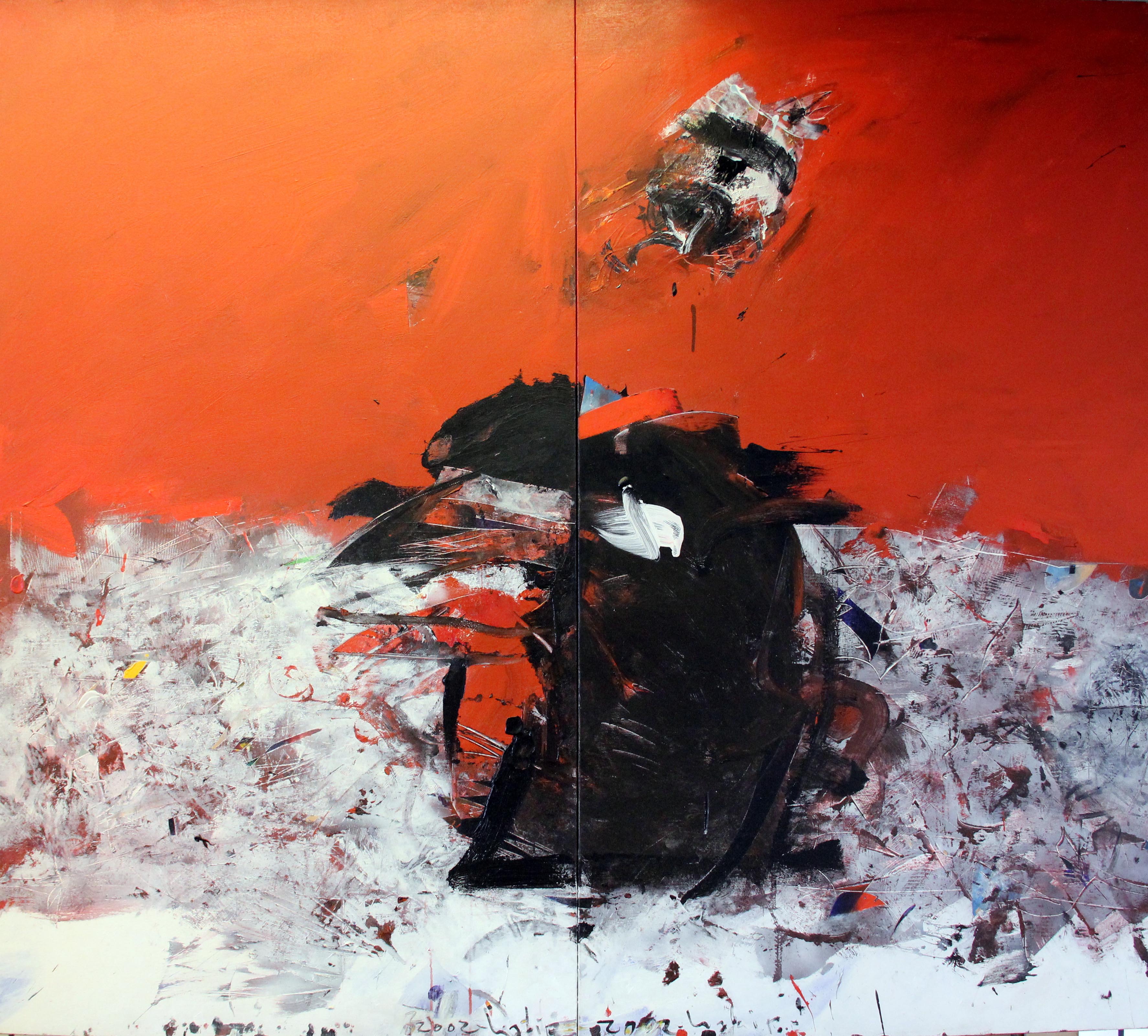 Ateşte Kül Kuşları, 2002, Tuval üzerine yağlıboya- Oil on canvas, 140×161 cm